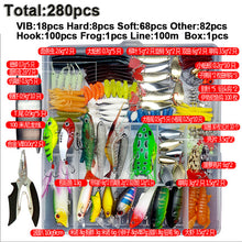 Load image into Gallery viewer, High Quality Fishing Lures Set 33/56/104/106/109/122/142/166/280pcs Hooks Minnow Pilers Lure Kits with Box Fishing Accessories