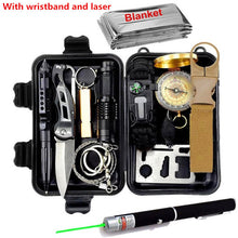 Load image into Gallery viewer, Survival kit set military outdoor travel mini camping tools aid kit emergency multifunct survive Wristband whistle blanket knife